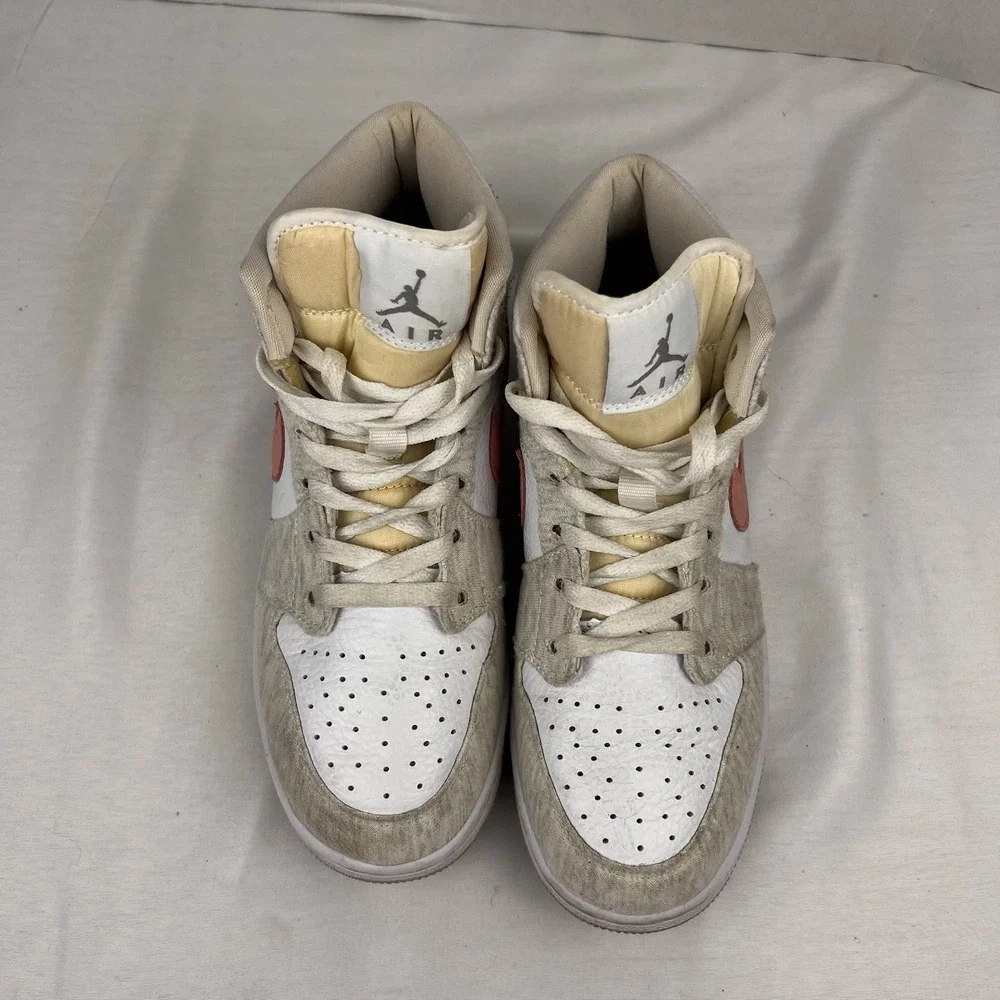 Nike Air Jordan 1 Mid Light Iron Ore Sail Coral Pink Shoes DN4045-001 Womens 7.5